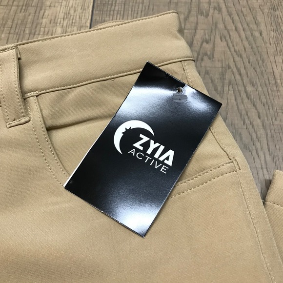 ZYIA Active Pants Mens 2XL Beige Tan Khaki Office Chino Performance Trouser Golf - Picture 2 of 9